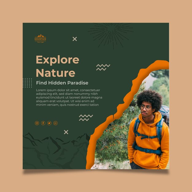 Hiking squared flyer template