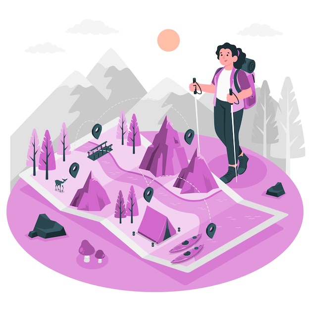 Free Vector hiking trail concept illustration