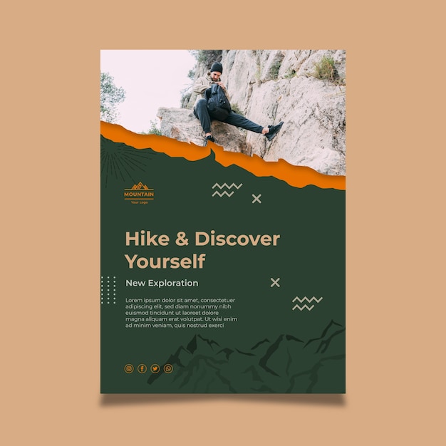 Hiking vertical flyer template