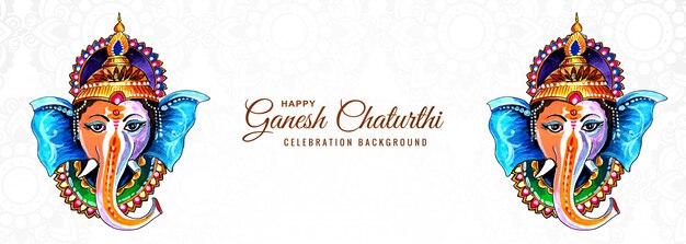 Hindu God Ganesha for Happy Ganesh Chaturthi Festival Banner Design