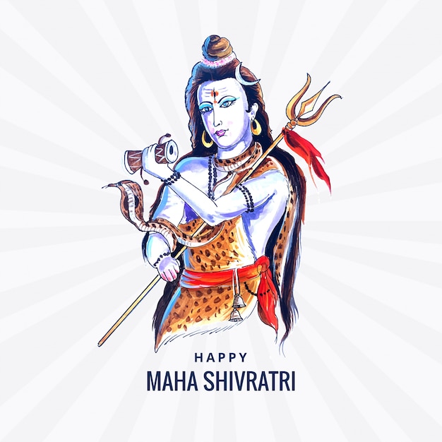 Free Vector hindu lord shiva for indian god maha shivratri card