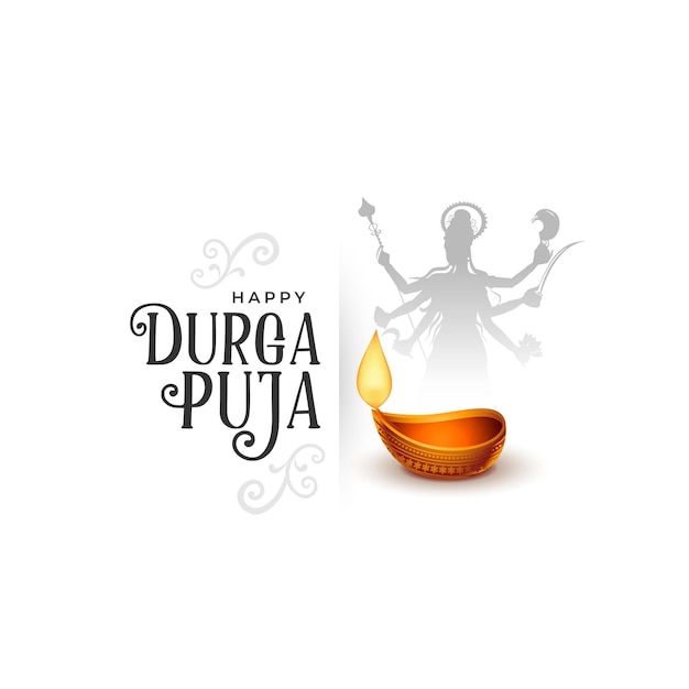 Free Vector hindu traditional durga pooja event background with diya design