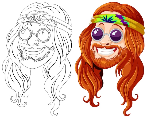 Hippie Character Illustration Before and After