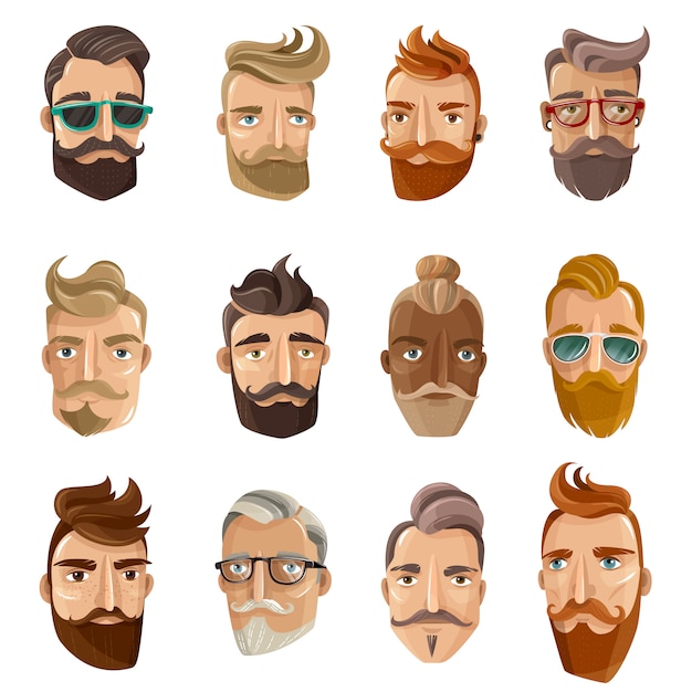 Free Vector hipster barbershop cartoon people set