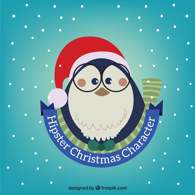 Free vector hipster christmas penguin illustration