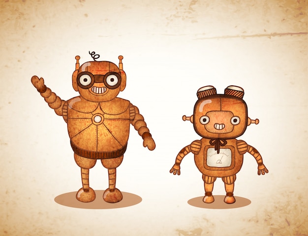 Free Vector hipster friendly robots