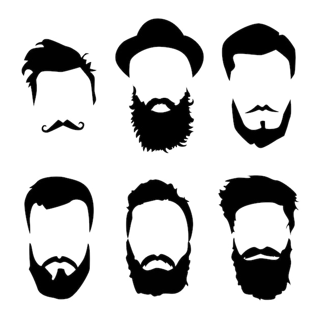 Hipster hair and beards set Fashion bearded man