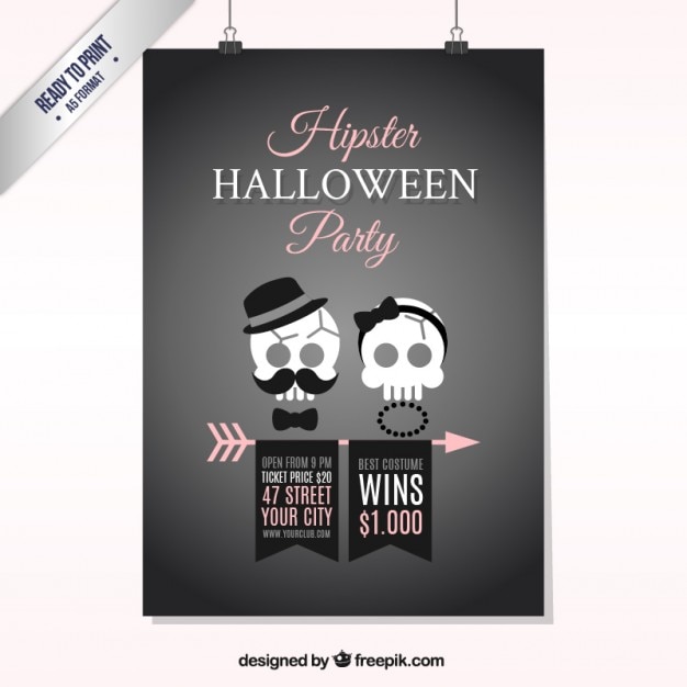 Free vector hipster halloween poster