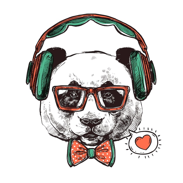 Free vector hipster portrait animals