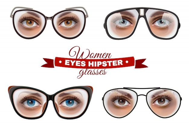 Free vector hipster women glasses set