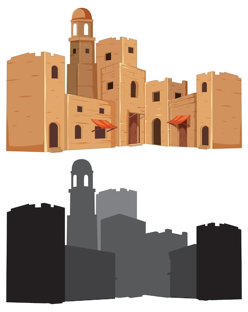 Free vector historic building with silhouette