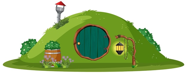 Hobbit house isolated on white background