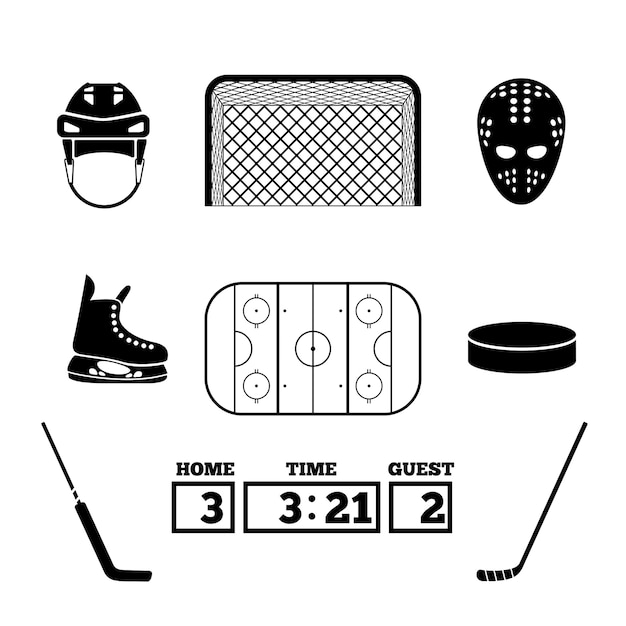 Free Vector hockey elements set.