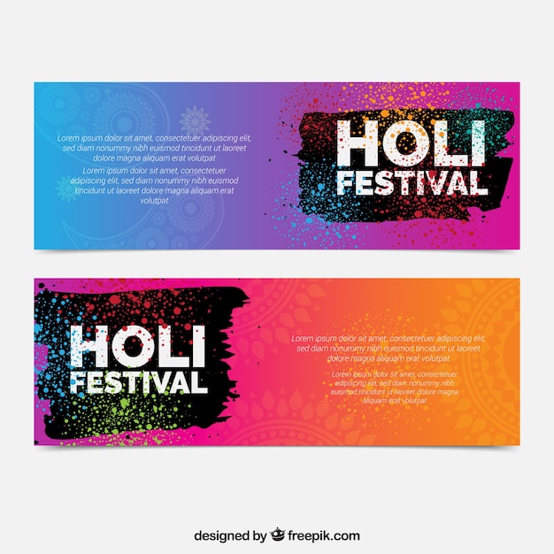 Free vector holi colorful festival banners