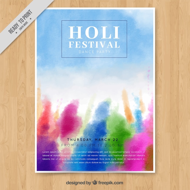 Free vector holi festival abstract watercolor brochure