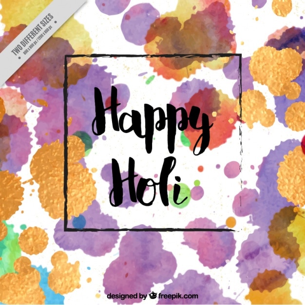 Free vector holi festival background of stains painted with watercolor