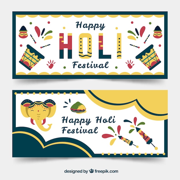 Free vector holi festival banners