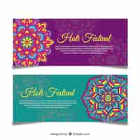 Free vector holi festival banners