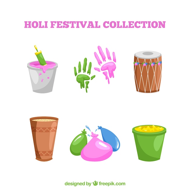 Holi festival element collection