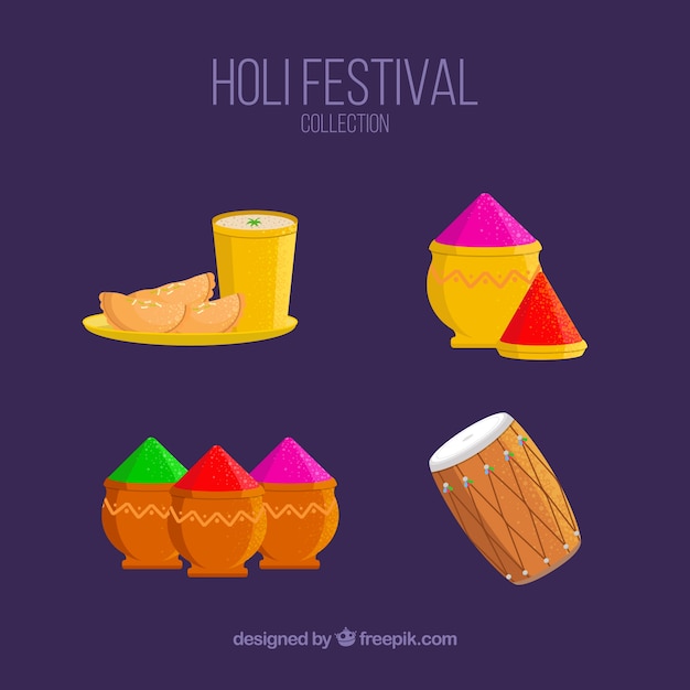 Holi festival element collection