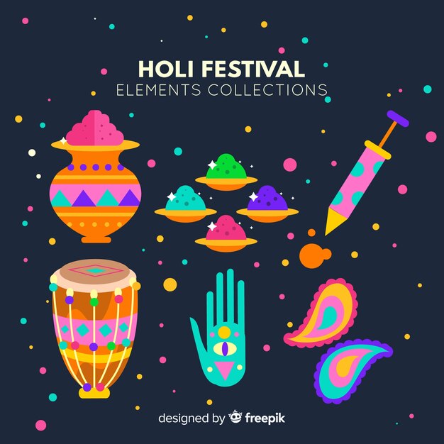 Holi festival element collection