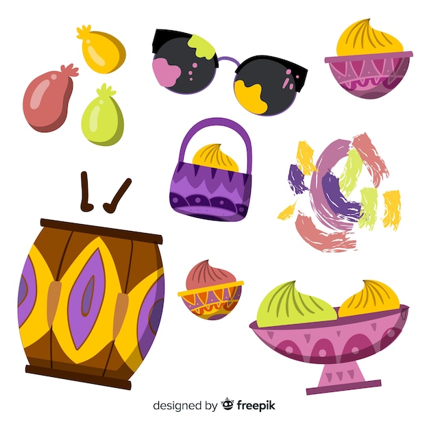 Free Vector holi festival element collection