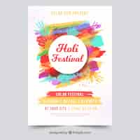 Free vector holi festival flyer template