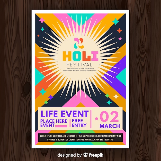 Free Vector holi festival flyer template