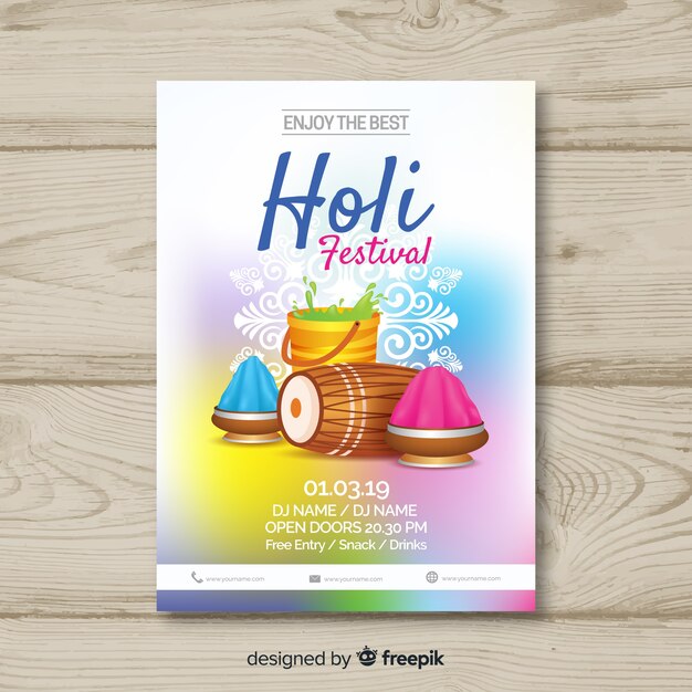 Holi festival flyer template