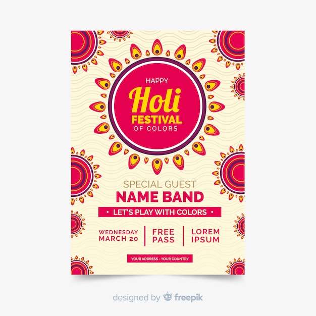 Free Vector holi festival flyer template