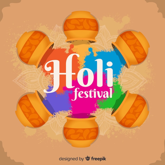 Holi festival gulal pot background