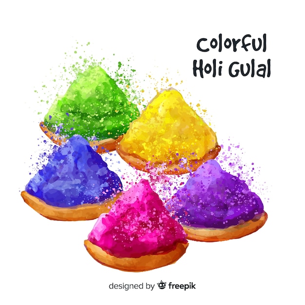 Holi festival hand drawn gulal background