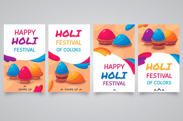 Free Vector holi festival instagram post set