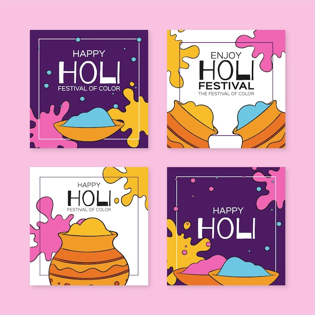 Free Vector holi festival instagram posts