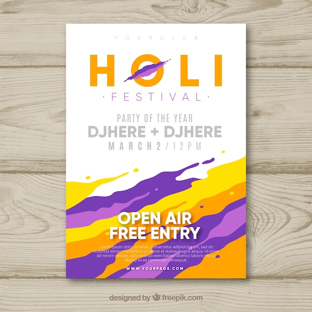 Free vector holi festival party flyer