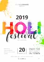 Free vector holi festival poster template ready to print