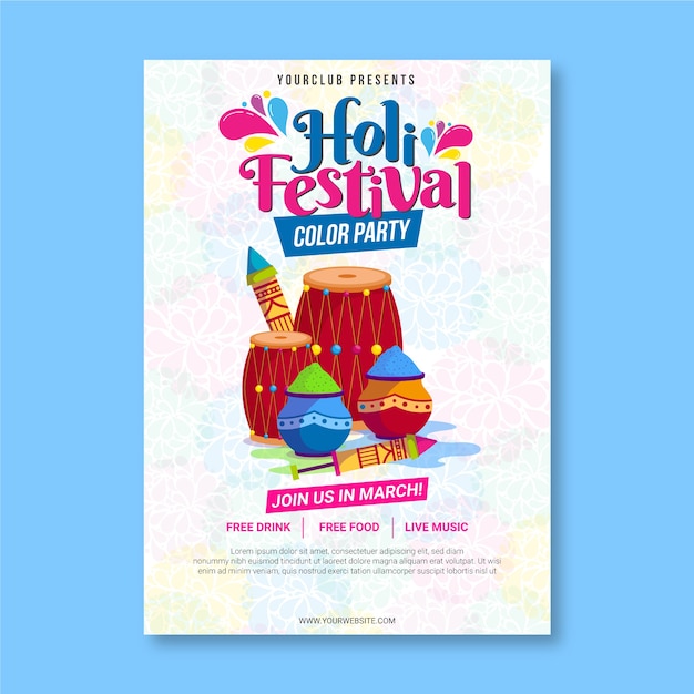 Holi festival poster template