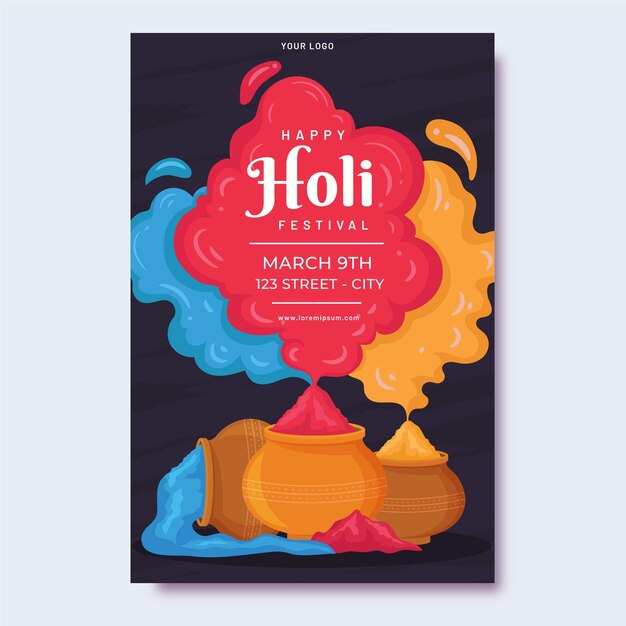 Holi festival poster template