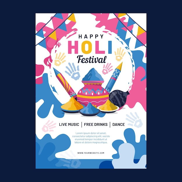 Holi festival vertical poster template