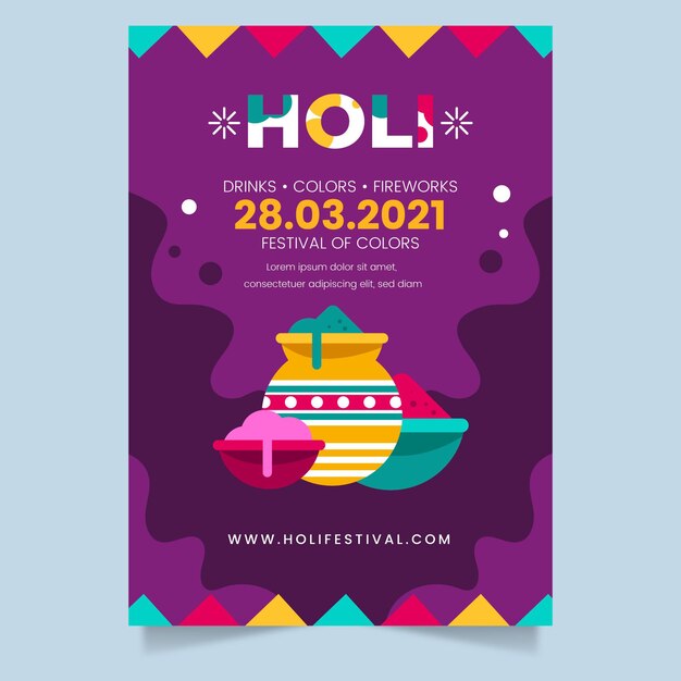 Holi festival vertical poster template