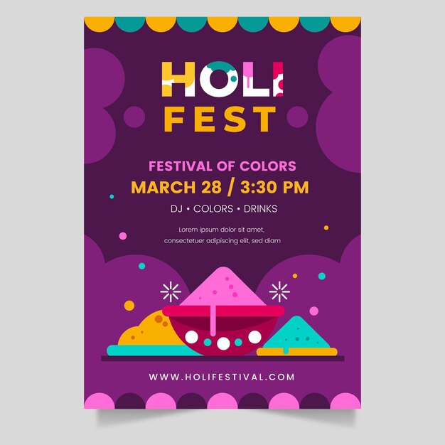 Holi festival vertical poster template