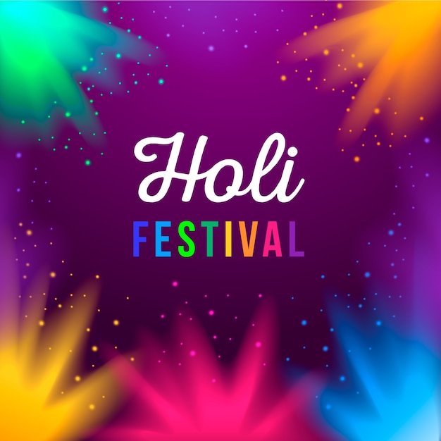 Free Vector holi festival with rainbow colored writing