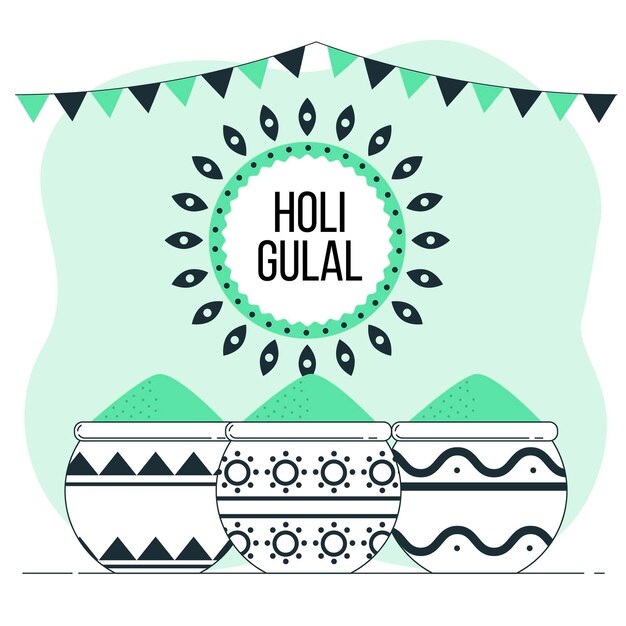 Holi gulal concept illustration