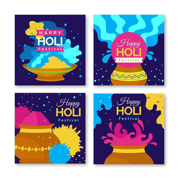 Free Vector holi instagram post collection