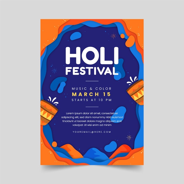 Holi party poster with traditional glasses