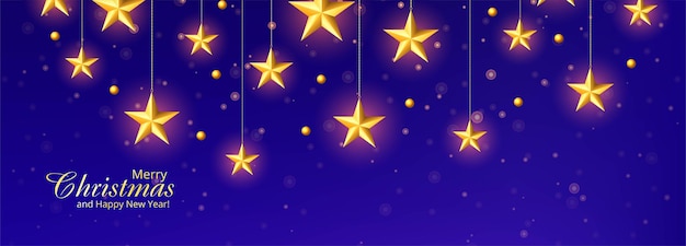 Free Vector holiday christmas decorative stars banner design