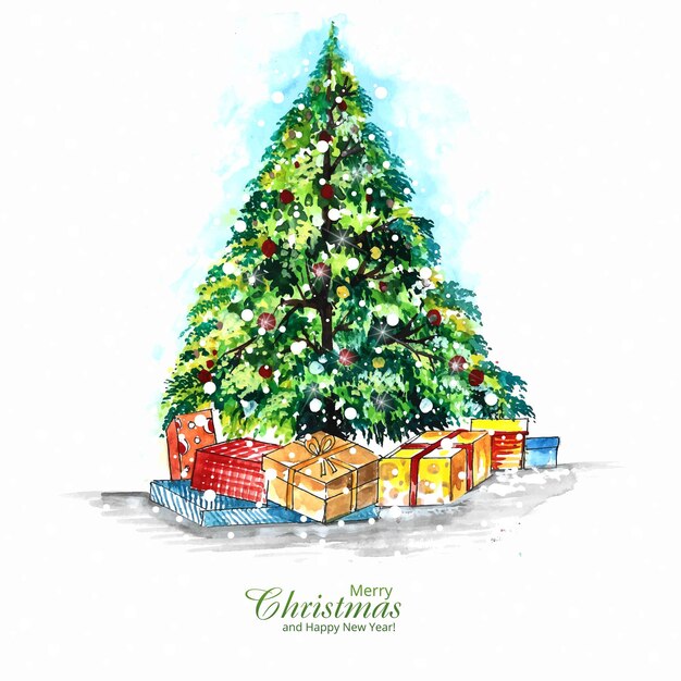 Holiday decorative christmas tree greeting card background