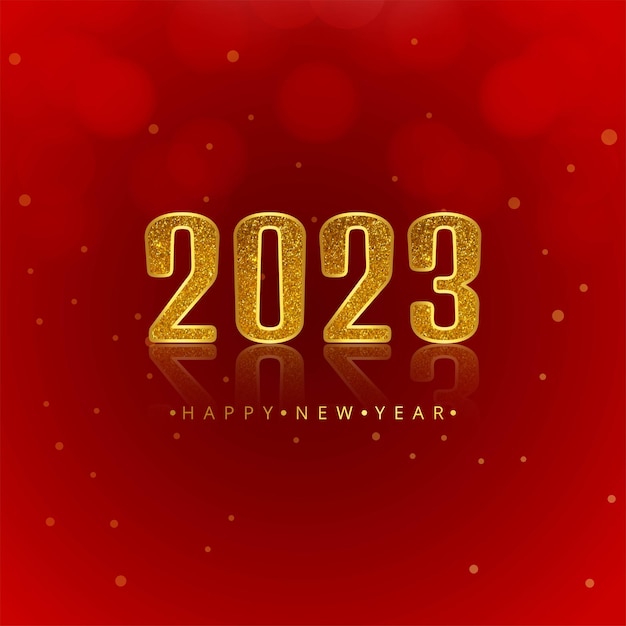 Holiday greeting card for happy new year 2023 shiny background