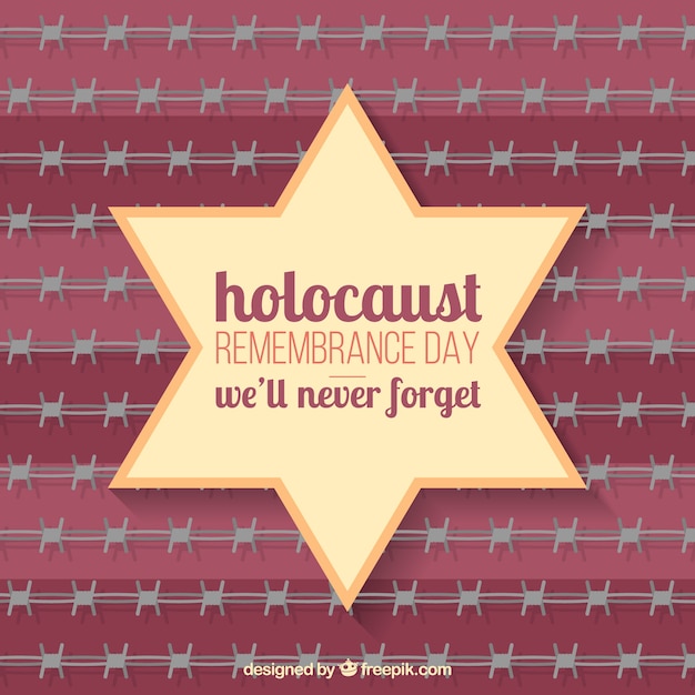 Free Vector holocaust remembrance day, star on red background