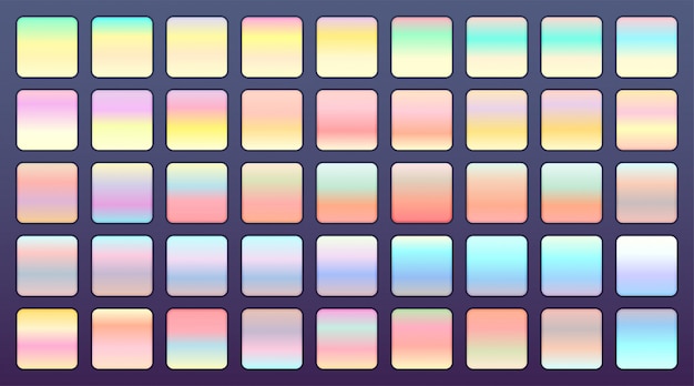 Holographic or pastel color gradients big set